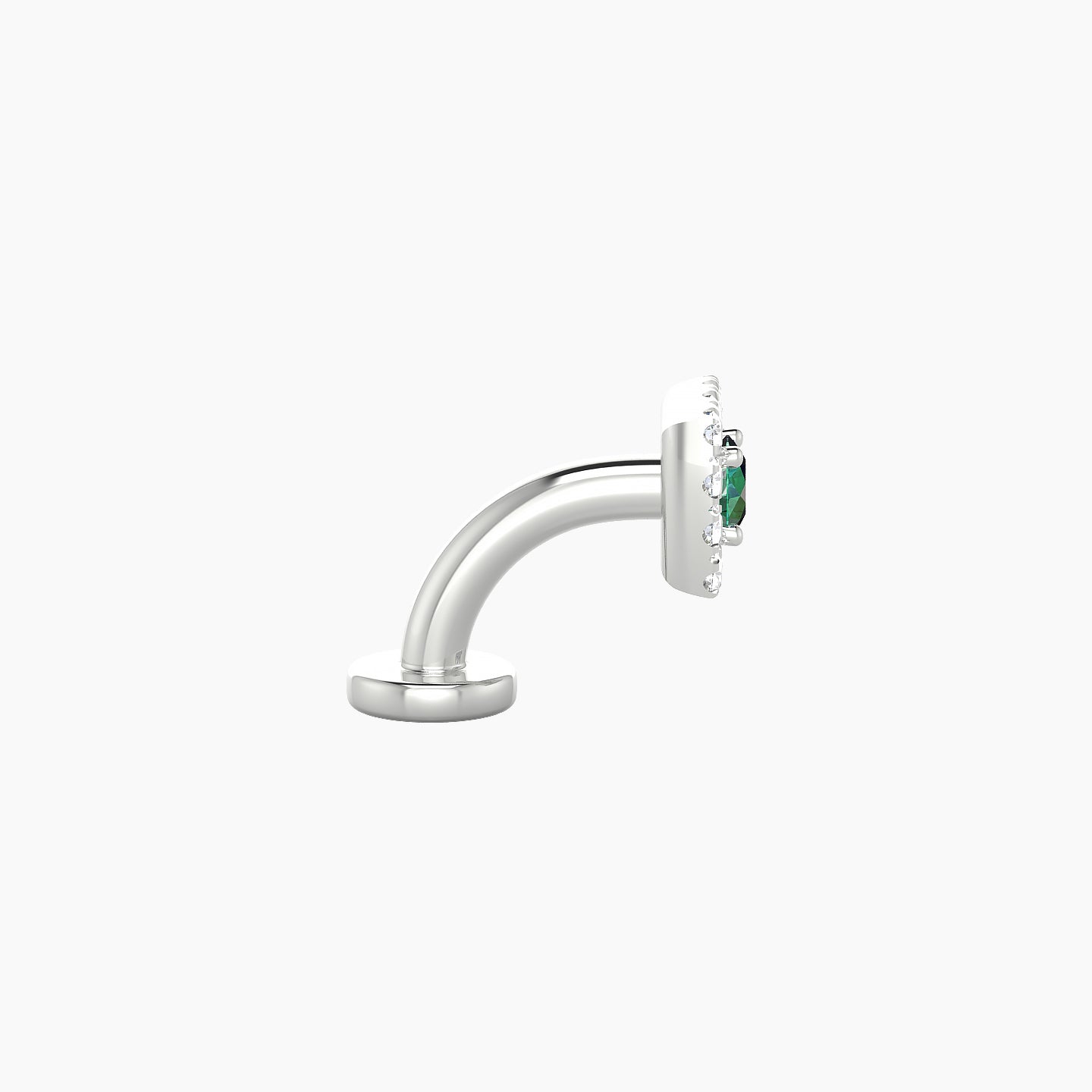 Diane | 18k White Gold 6 mm 5 mm Emerald & Diamond Floating Navel Piercing