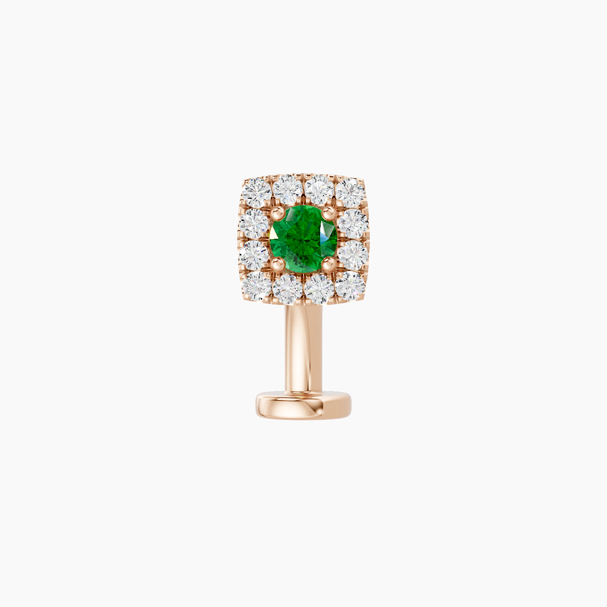 Diane | 18k Rose Gold 8 mm 5 mm Emerald & Diamond Floating Navel Piercing