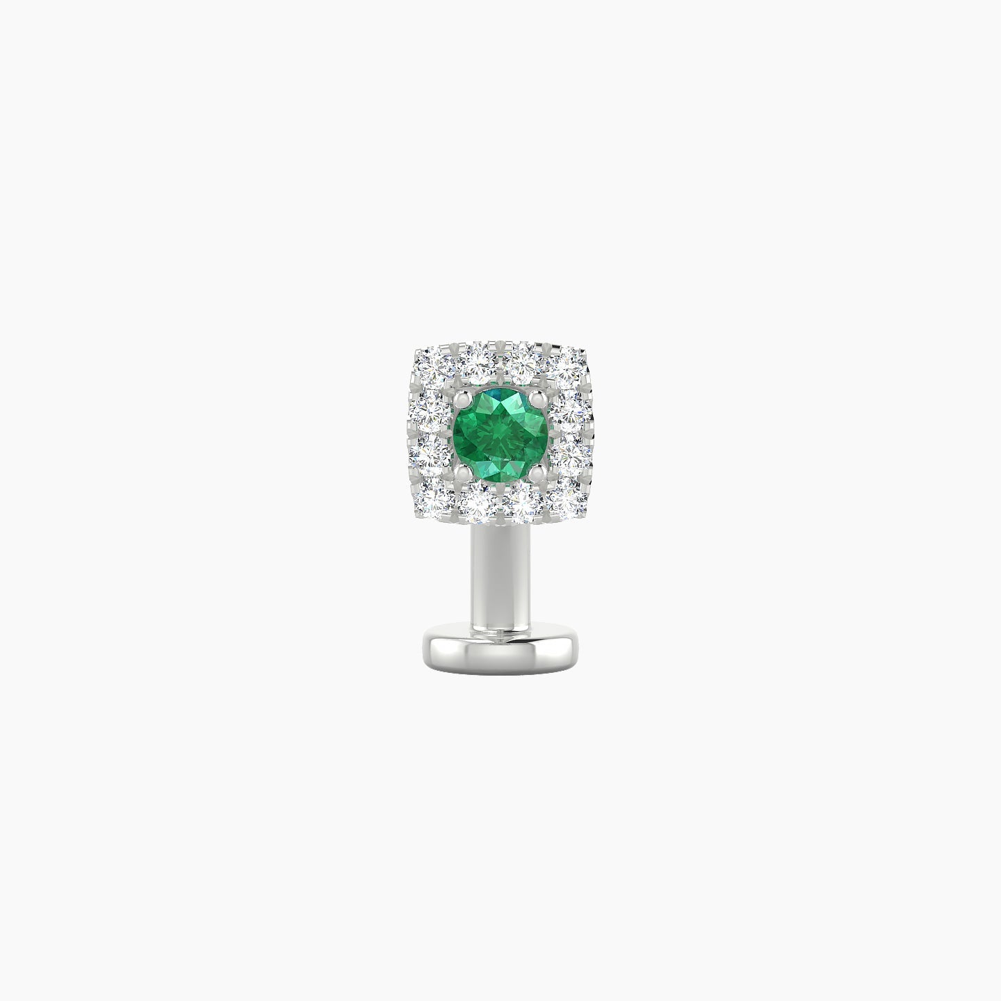 Diane | 18k White Gold 8 mm 5 mm Emerald & Diamond Floating Navel Piercing