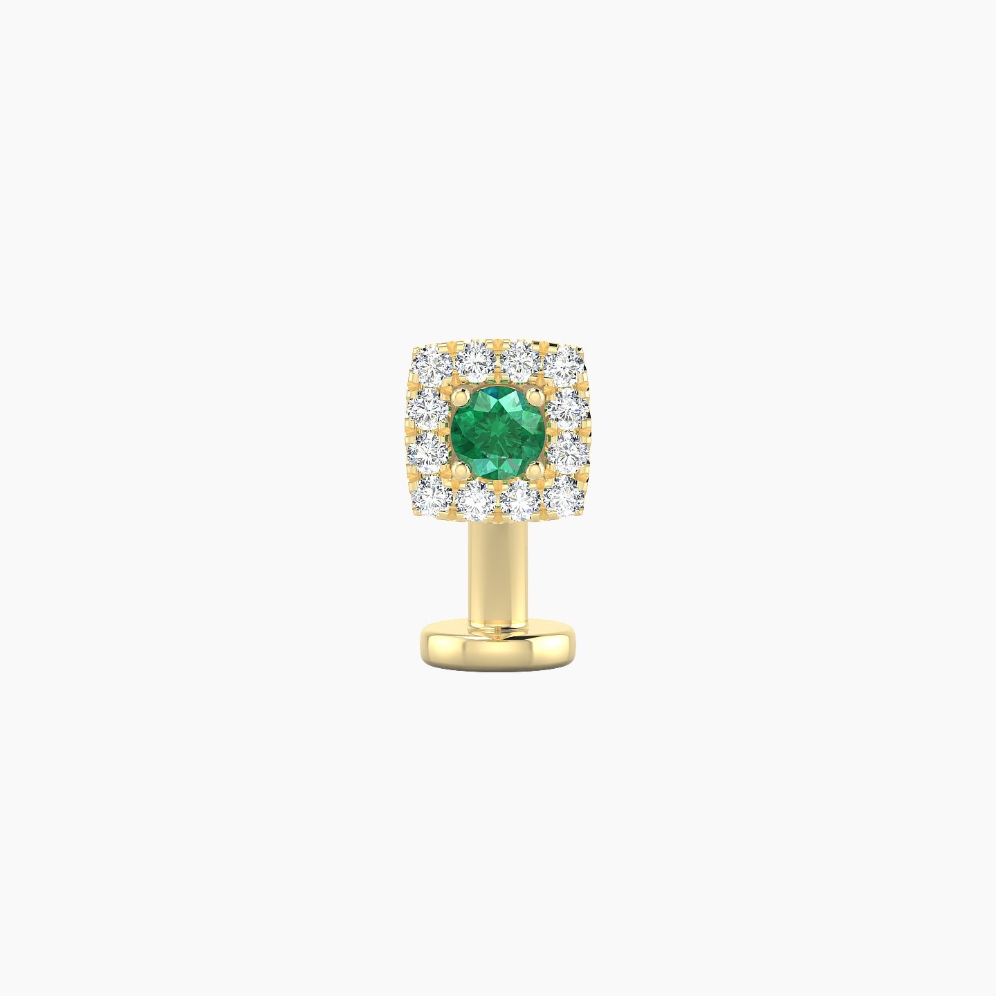 Diane | 18k Yellow Gold 8 mm 5 mm Emerald & Diamond Floating Navel Piercing