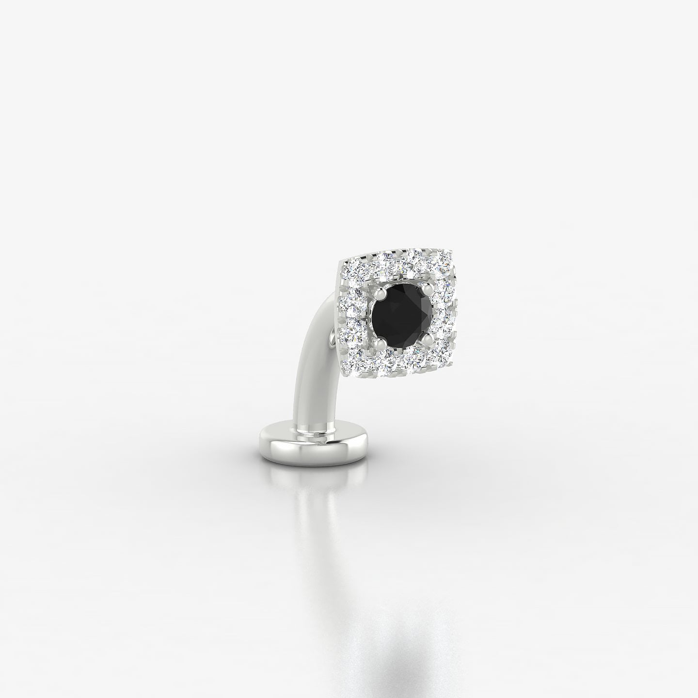 Diane | 18k White Gold 8 mm 5 mm Black Diamond & Diamond Floating Navel Piercing
