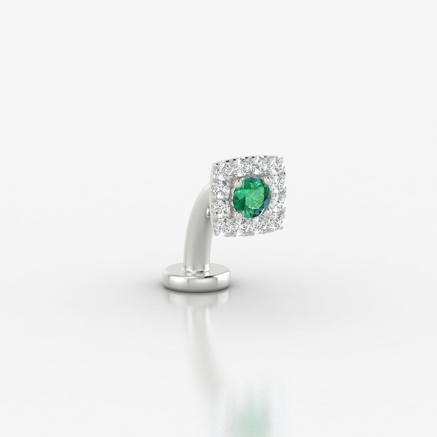 Diane | 18k White Gold 8 mm 5 mm Emerald & Diamond Floating Navel Piercing