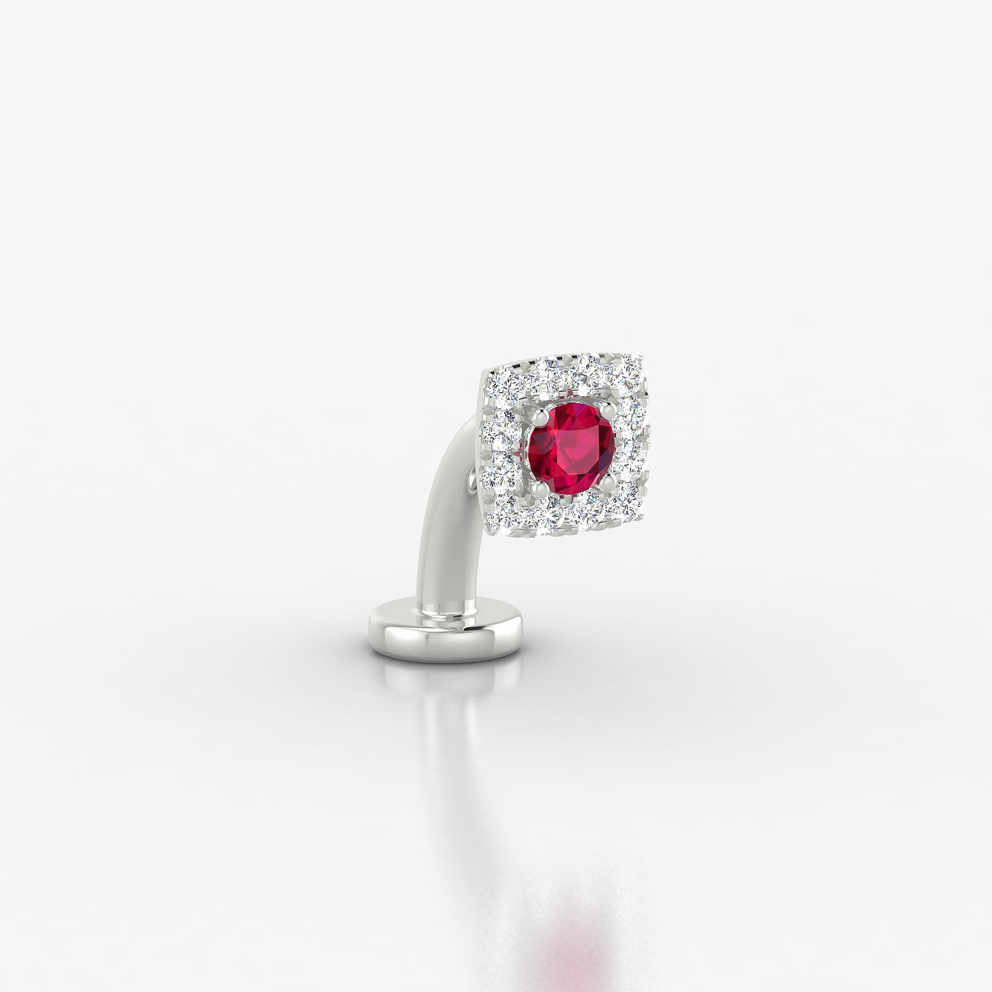 Diane | 18k White Gold 8 mm 5 mm Ruby & Diamond Floating Navel Piercing