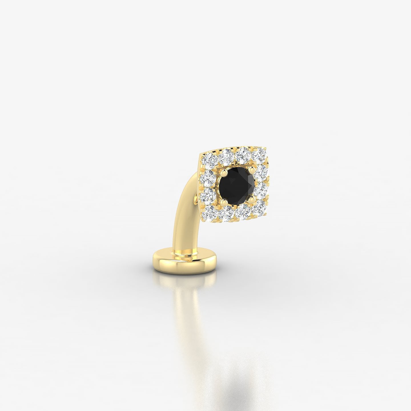 Diane | 18k Yellow Gold 8 mm 5 mm Black Diamond & Diamond Floating Navel Piercing