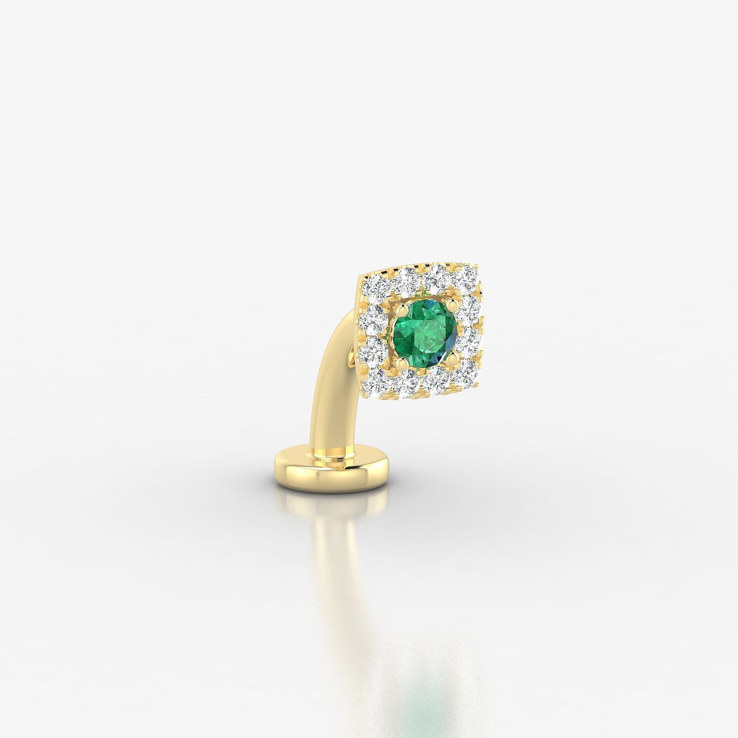 Diane | 18k Yellow Gold 8 mm 5 mm Emerald & Diamond Floating Navel Piercing