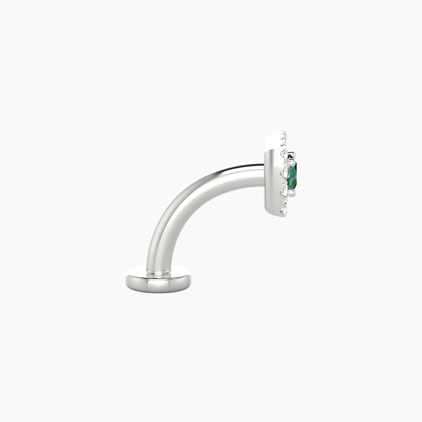 Diane | 18k White Gold 8 mm 5 mm Emerald & Diamond Floating Navel Piercing