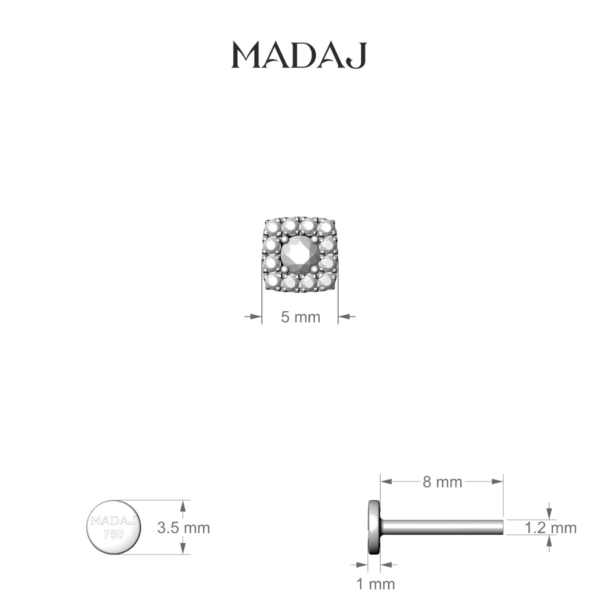 Diane | 18k Rose Gold 5 mm 8 mm Diamond Piercing