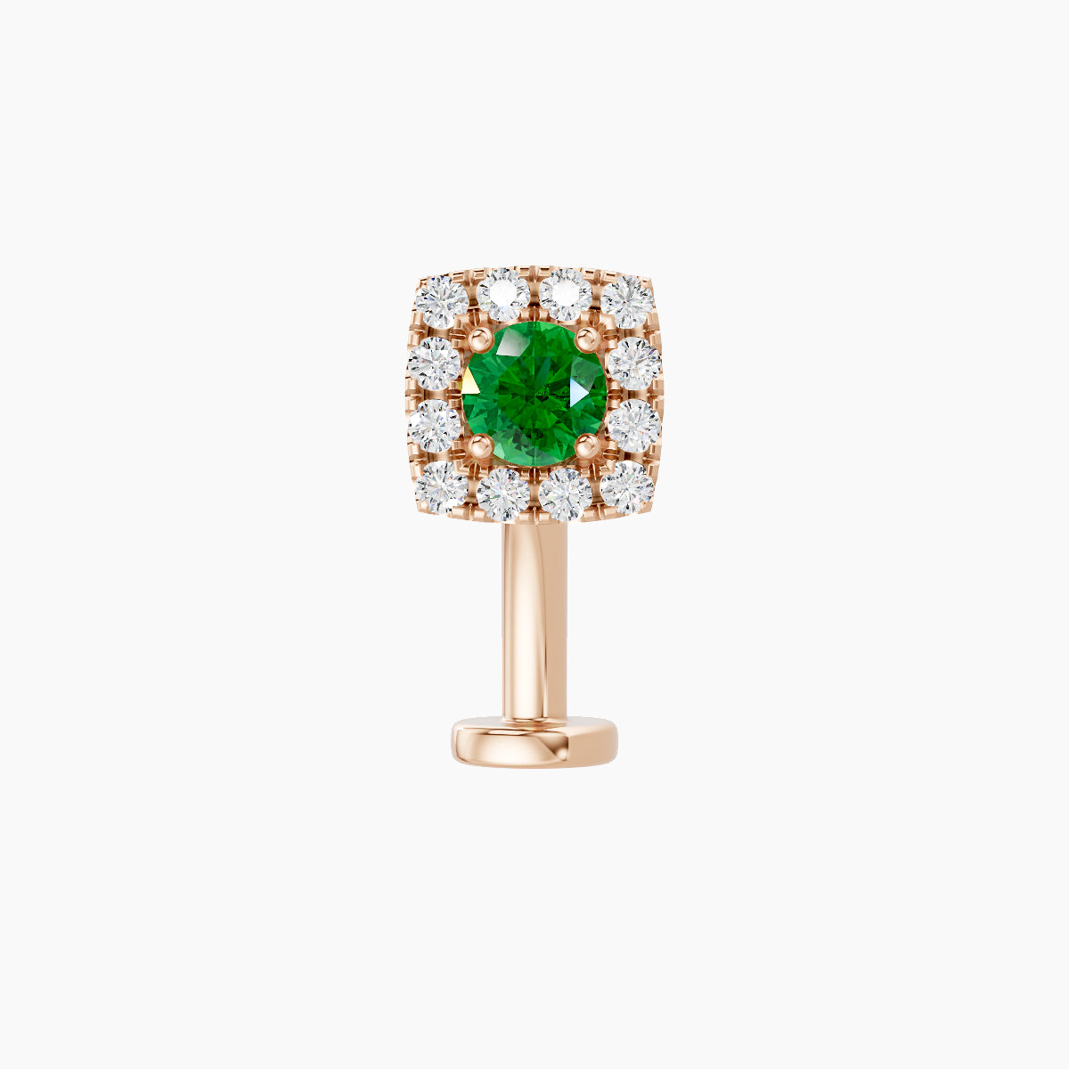 Diane | 18k Rose Gold 10 mm 5.5 mm Emerald & Diamond Floating Navel Piercing