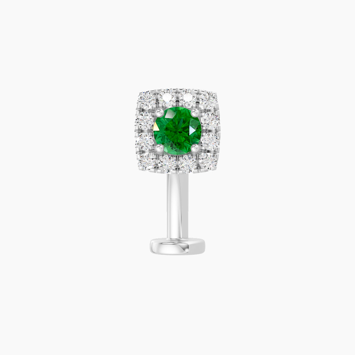 Diane | 18k White Gold 10 mm 5.5 mm Emerald & Diamond Floating Navel Piercing