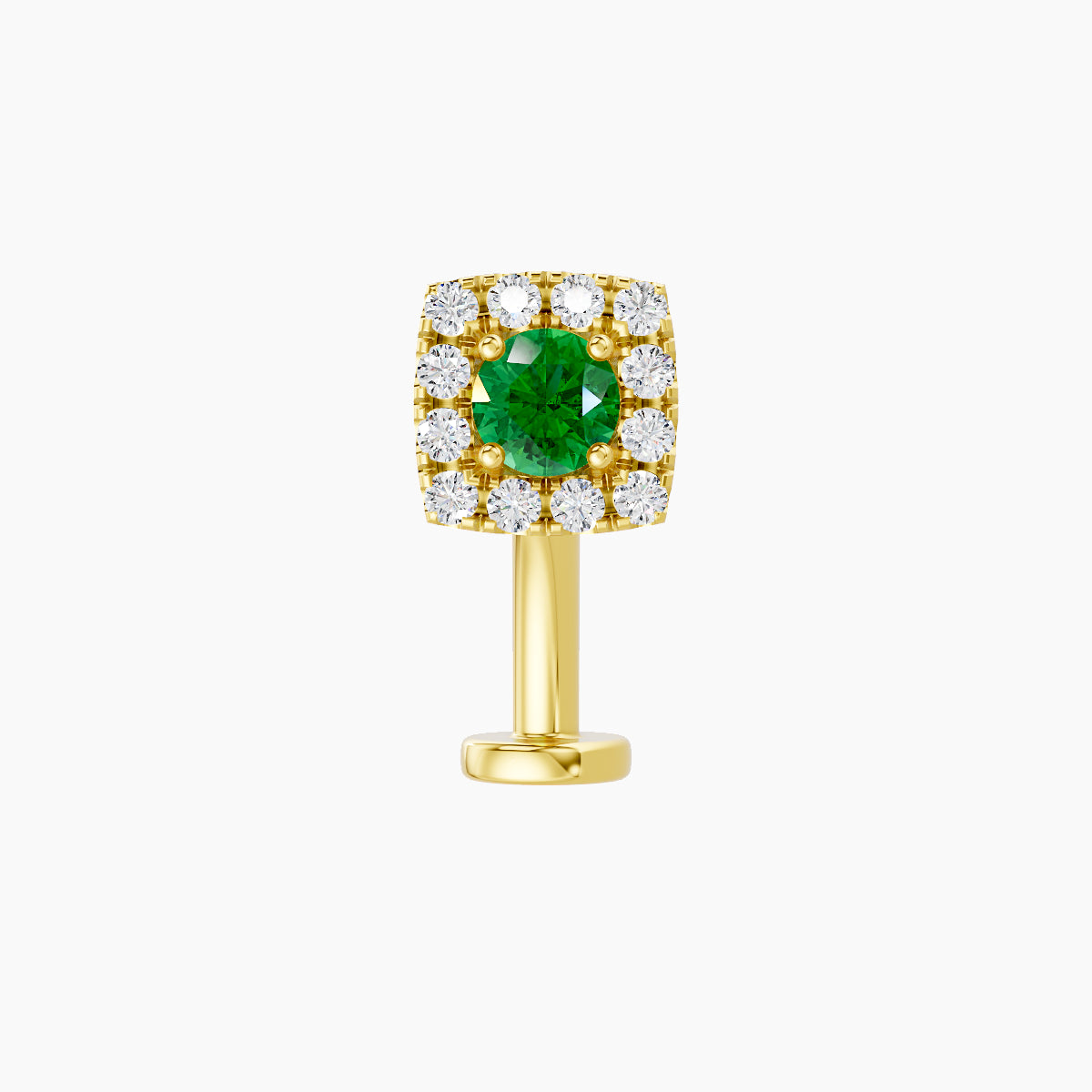 Diane | 18k Yellow Gold 10 mm 5.5 mm Emerald & Diamond Floating Navel Piercing