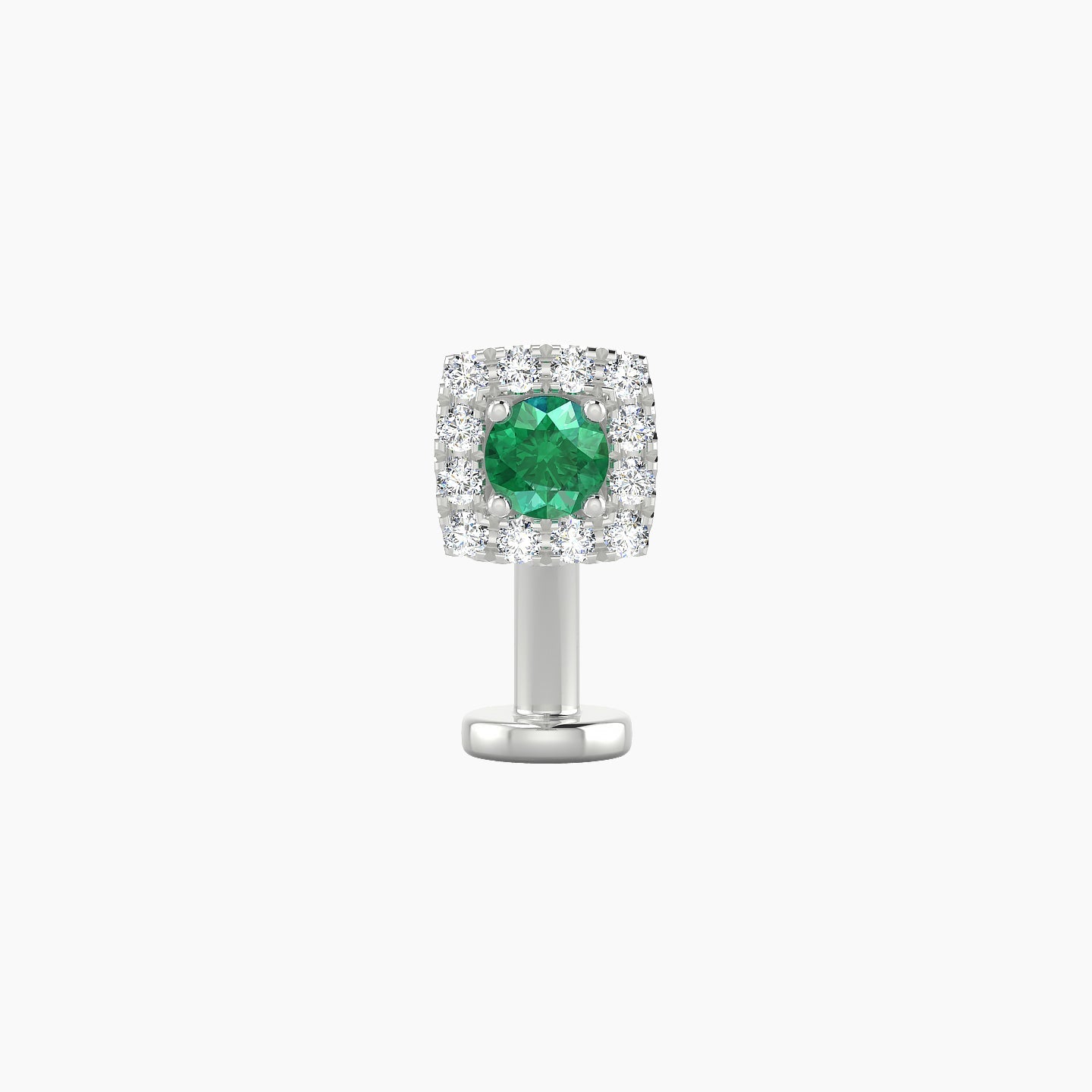 Diane | 18k White Gold 10 mm 5.5 mm Emerald & Diamond Floating Navel Piercing