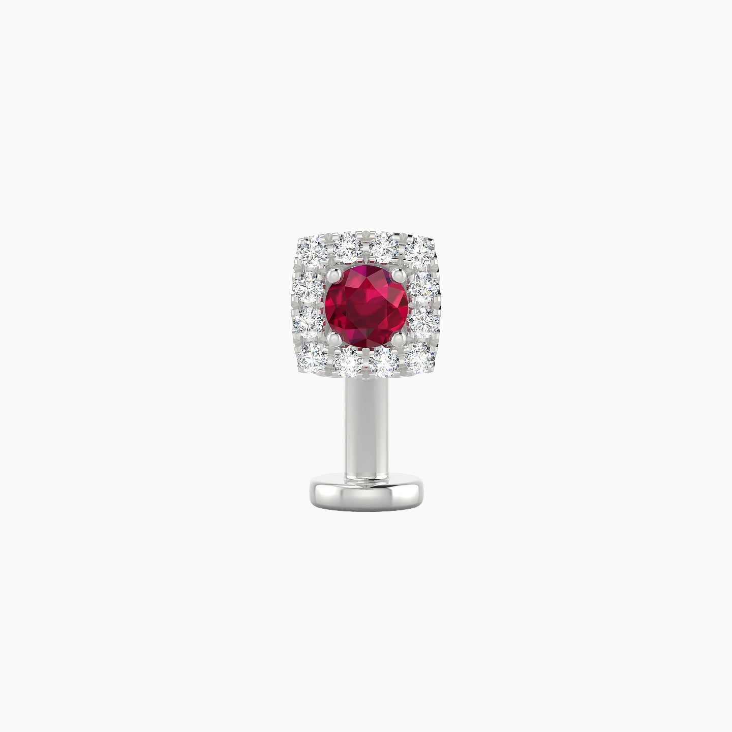 Diane | 18k White Gold 10 mm 5.5 mm Ruby & Diamond Floating Navel Piercing