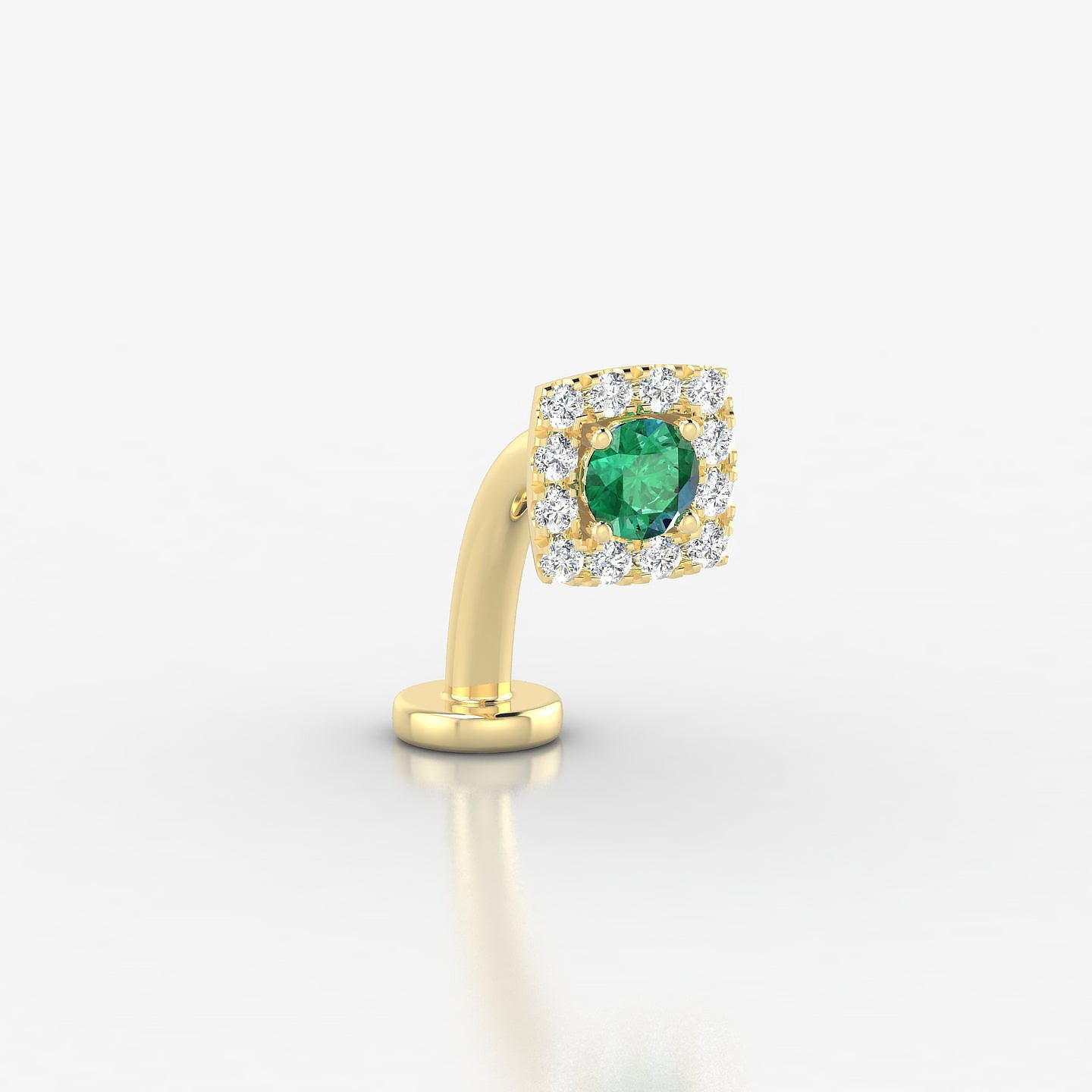 Diane | 18k Yellow Gold 10 mm 5.5 mm Emerald & Diamond Floating Navel Piercing