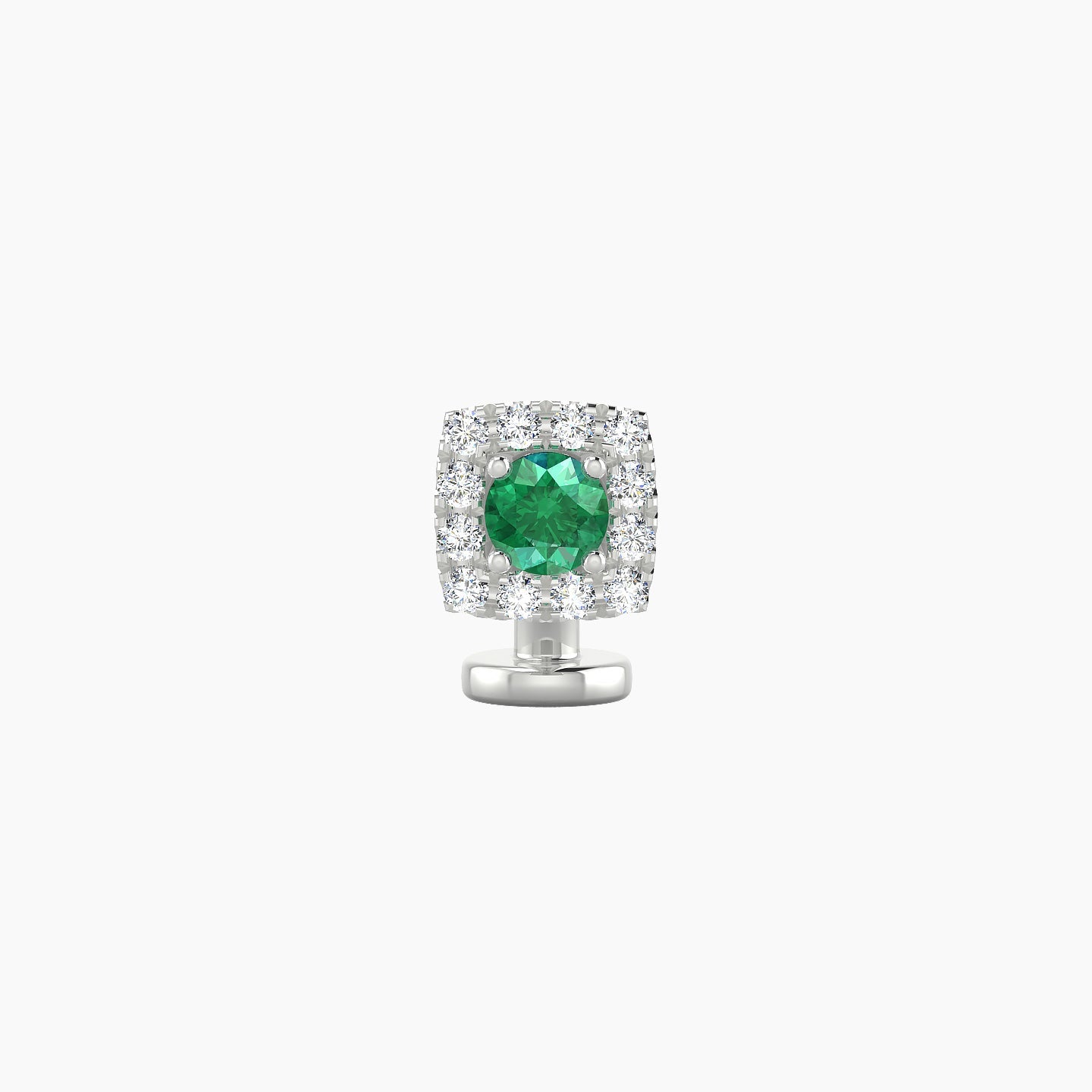 Diane | 18k White Gold 6 mm 5.5 mm Emerald & Diamond Floating Navel Piercing