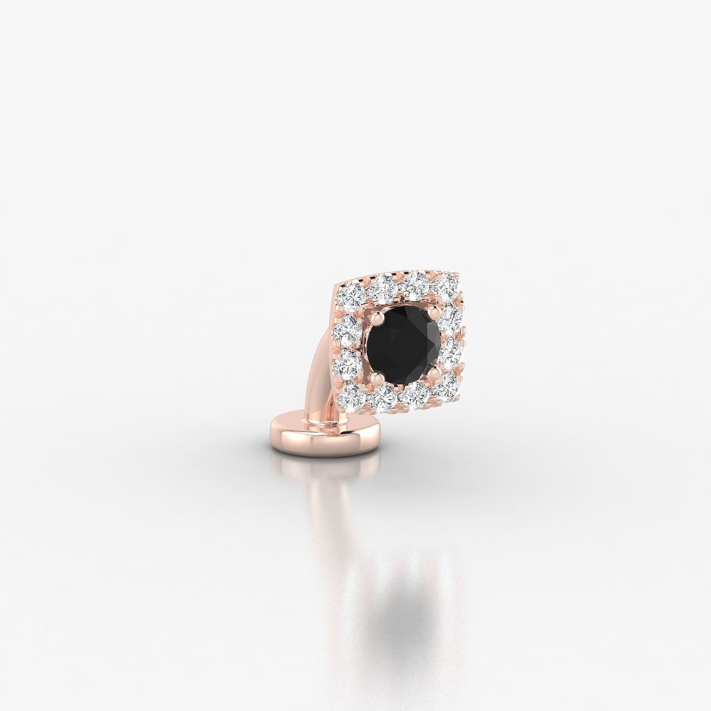 Diane | 18k Rose Gold 6 mm 5.5 mm Black Diamond & Diamond Floating Navel Piercing