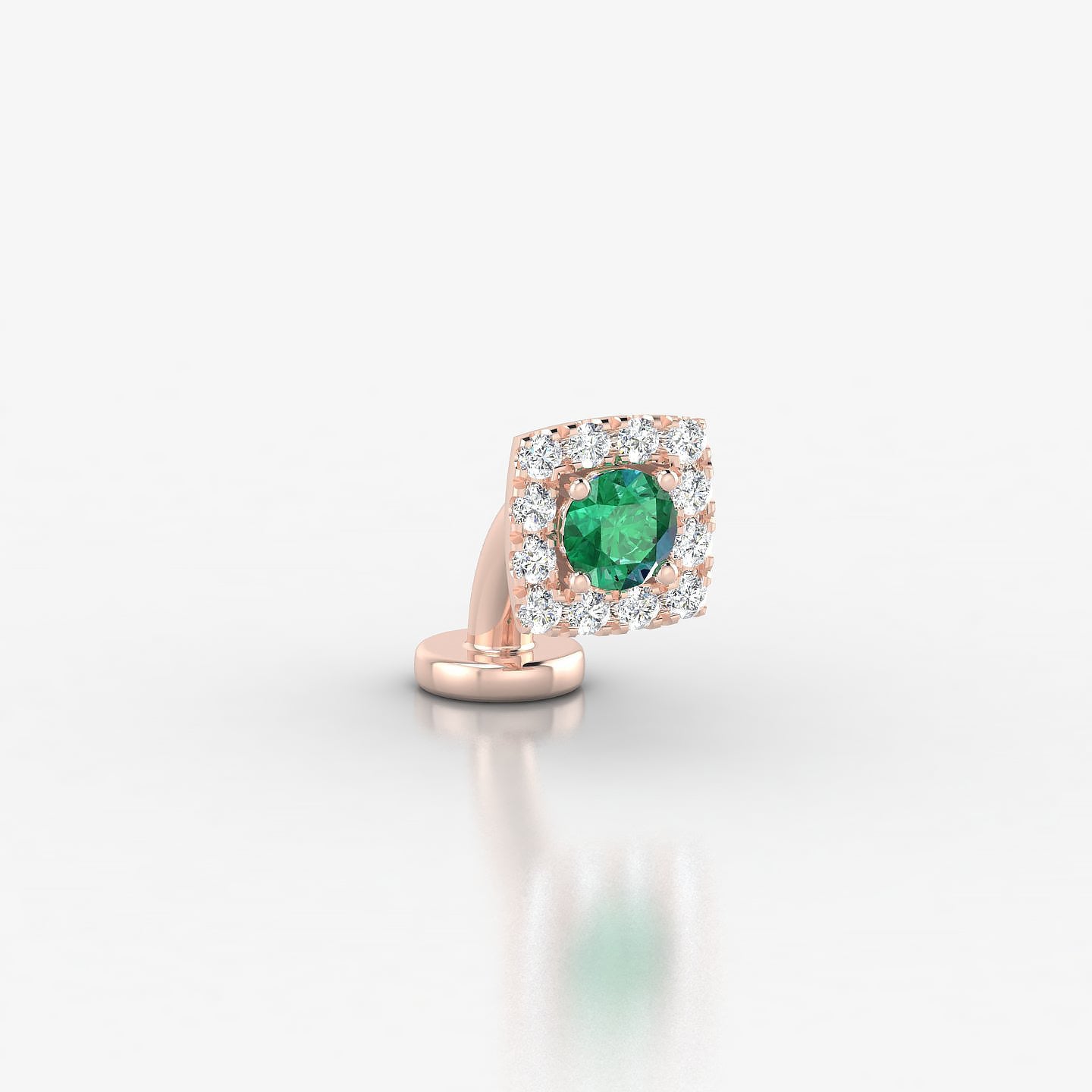 Diane | 18k Rose Gold 6 mm 5.5 mm Emerald & Diamond Floating Navel Piercing
