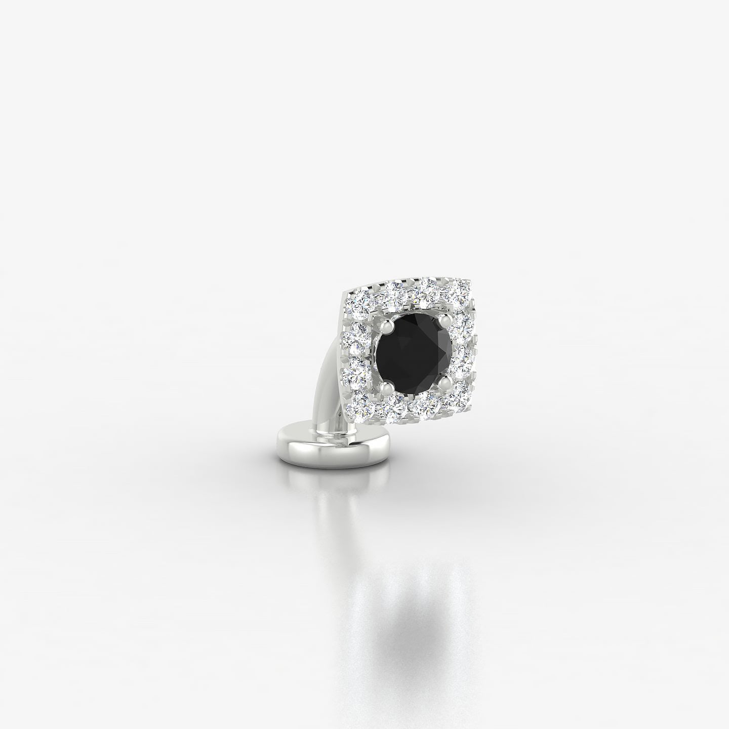 Diane | 18k White Gold 6 mm 5.5 mm Black Diamond & Diamond Floating Navel Piercing