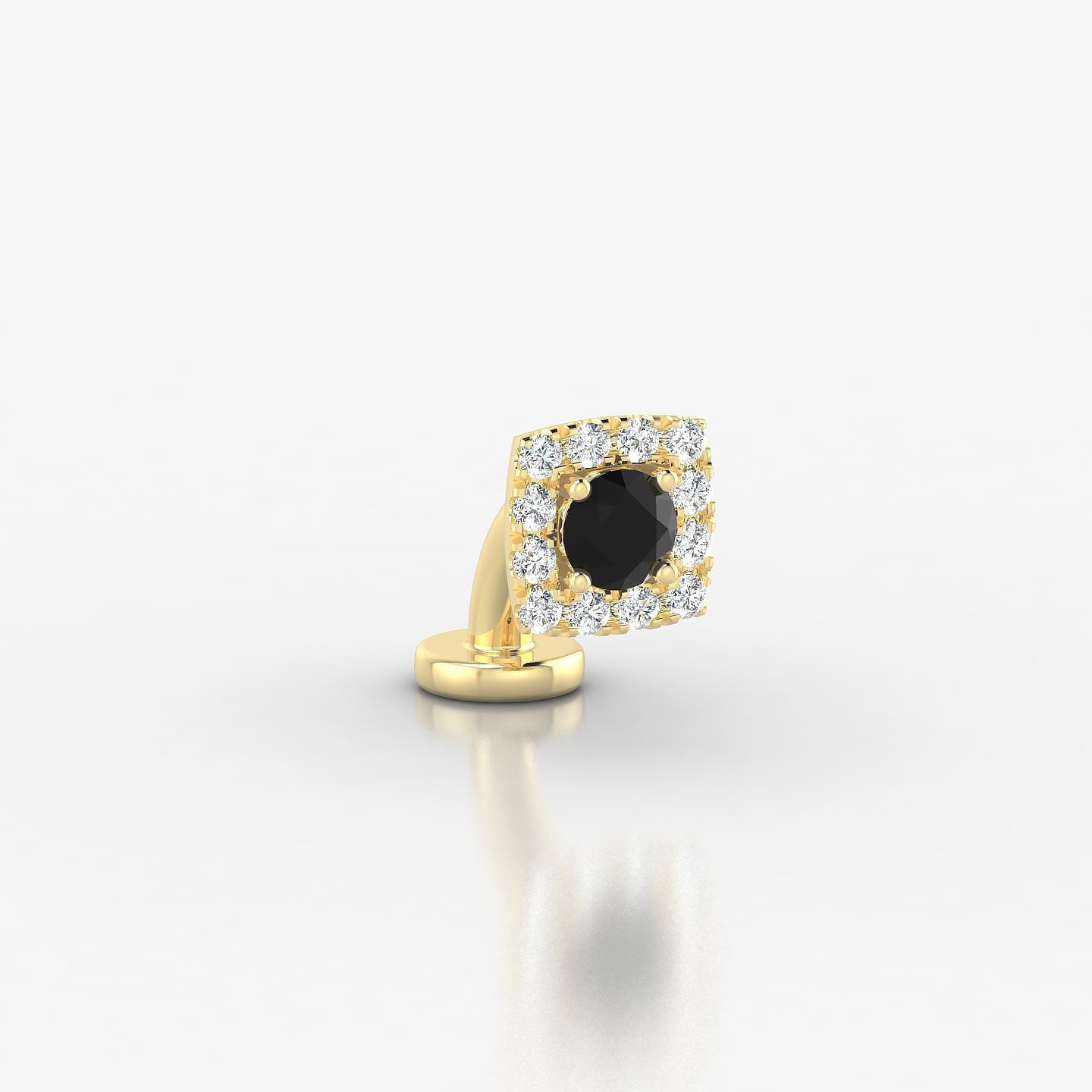 Diane | 18k Yellow Gold 6 mm 5.5 mm Black Diamond & Diamond Floating Navel Piercing