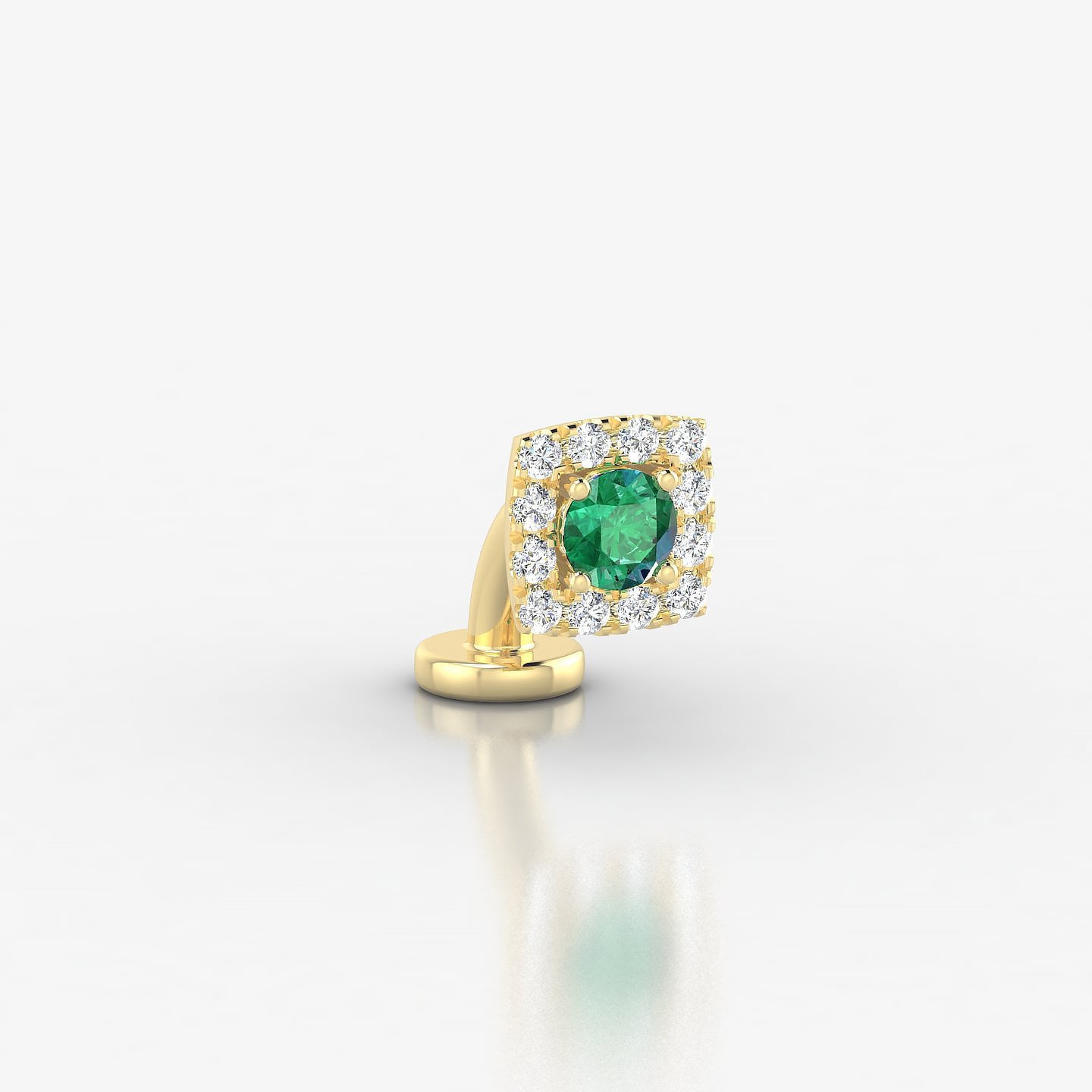 Diane | 18k Yellow Gold 6 mm 5.5 mm Emerald & Diamond Floating Navel Piercing