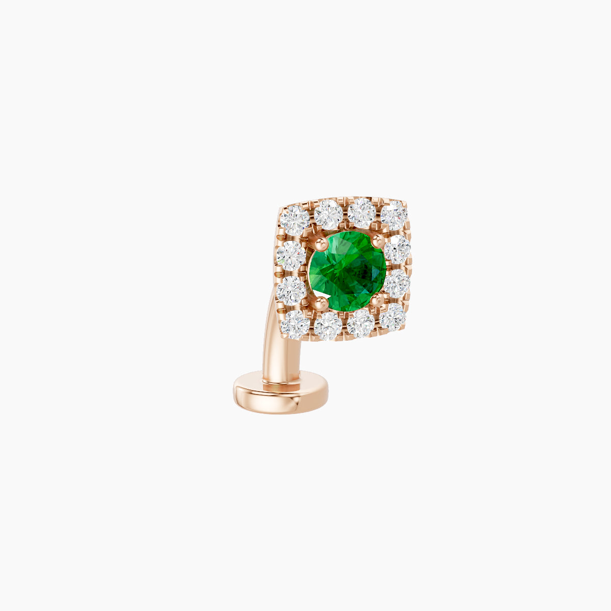 Diane | 18k Rose Gold 8 mm 5.5 mm Emerald & Diamond Floating Navel Piercing