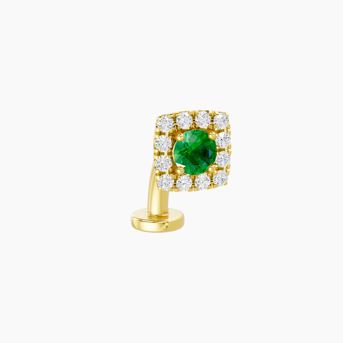 Diane | 18k Yellow Gold 8 mm 5.5 mm Emerald & Diamond Floating Navel Piercing