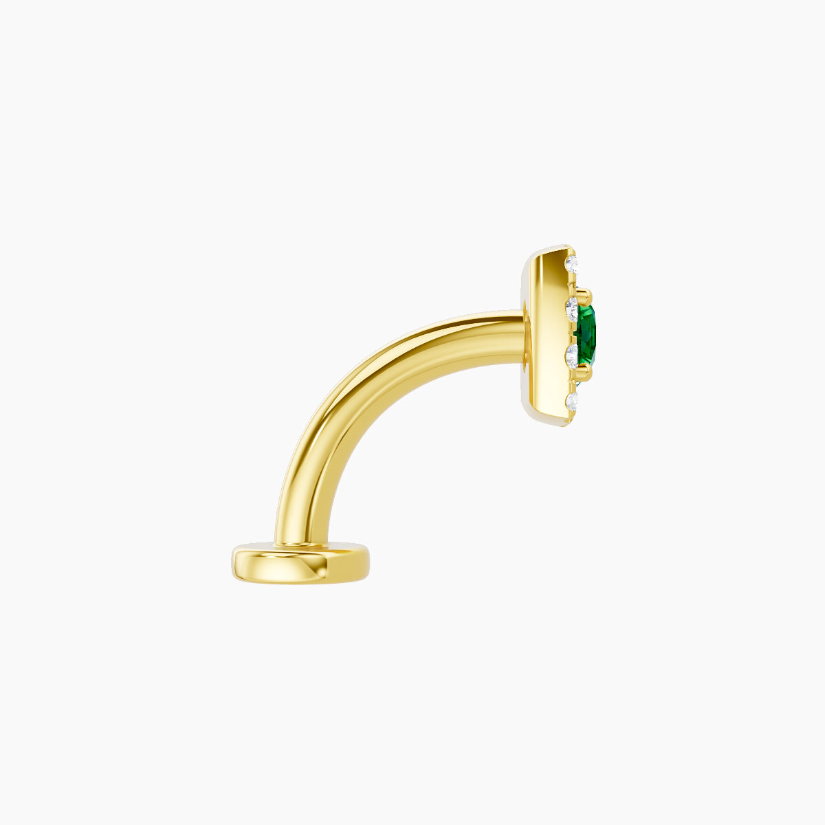 Diane | 18k Yellow Gold 8 mm 5.5 mm Emerald & Diamond Floating Navel Piercing