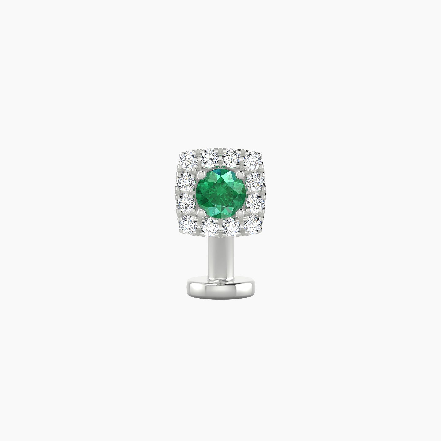 Diane | 18k White Gold 8 mm 5.5 mm Emerald & Diamond Floating Navel Piercing