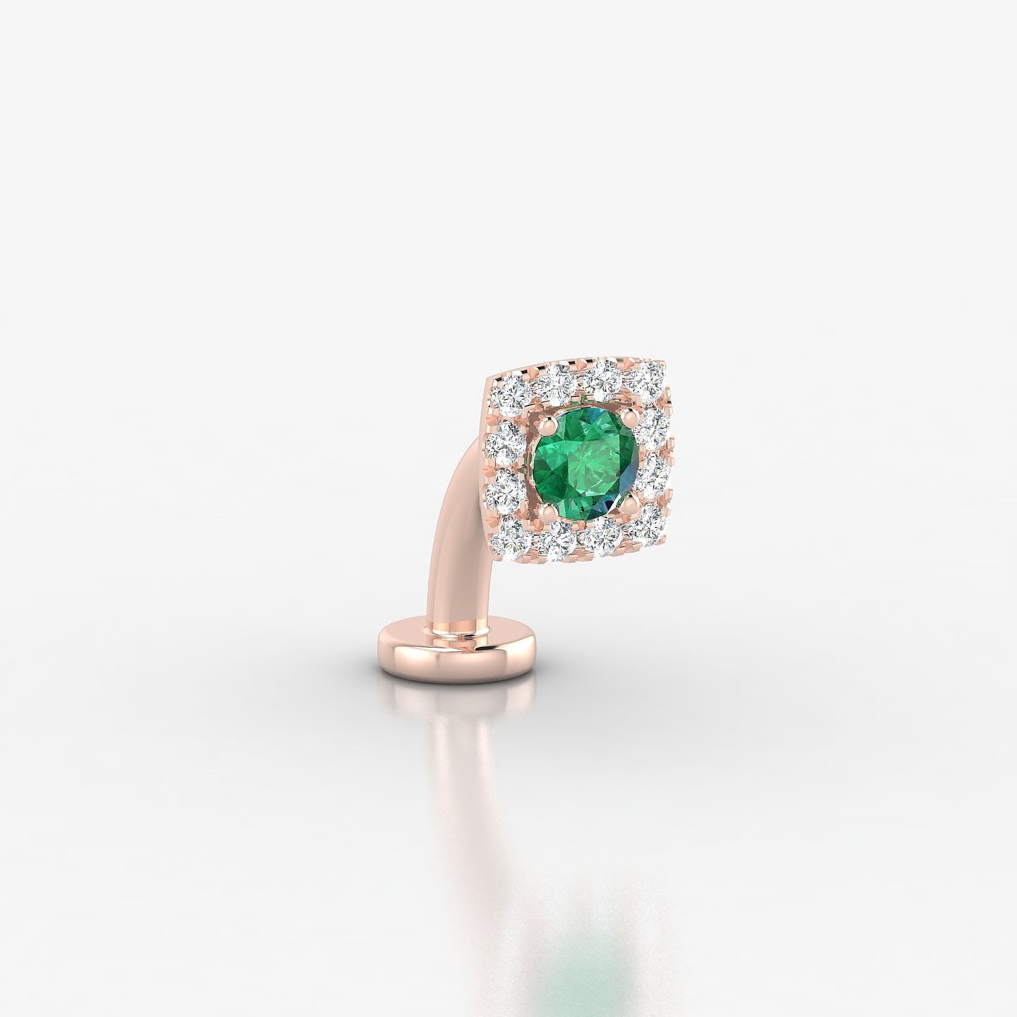 Diane | 18k Rose Gold 8 mm 5.5 mm Emerald & Diamond Floating Navel Piercing