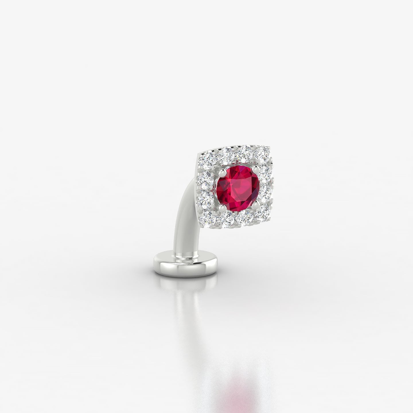 Diane | 18k White Gold 8 mm 5.5 mm Ruby & Diamond Floating Navel Piercing