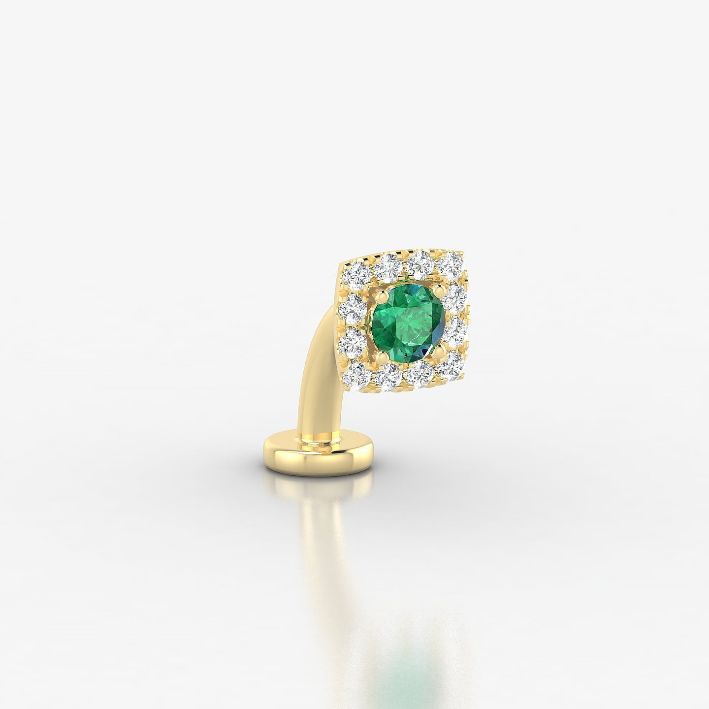 Diane | 18k Yellow Gold 8 mm 5.5 mm Emerald & Diamond Floating Navel Piercing