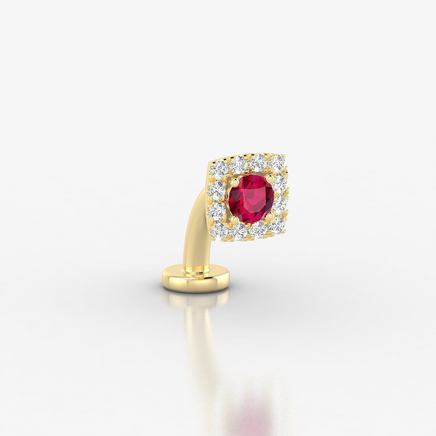 Diane | 18k Yellow Gold 8 mm 5.5 mm Ruby & Diamond Floating Navel Piercing