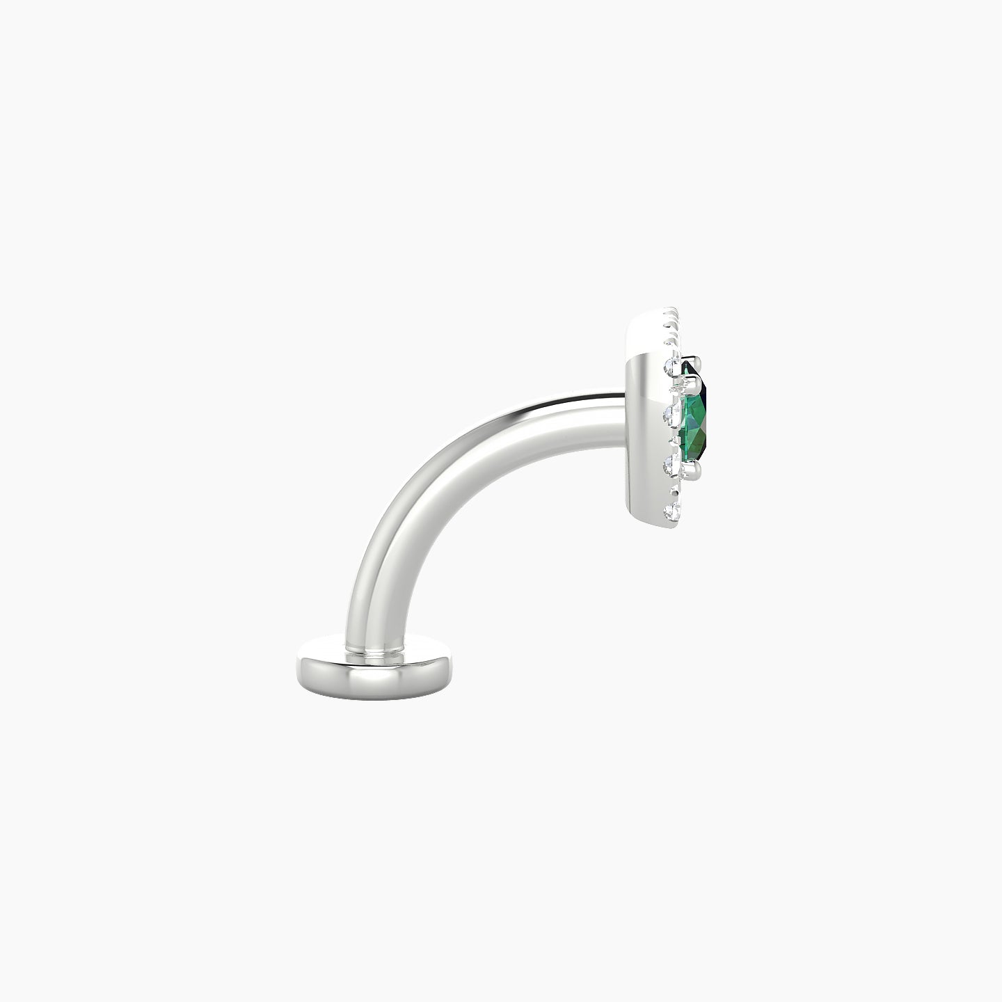 Diane | 18k White Gold 8 mm 5.5 mm Emerald & Diamond Floating Navel Piercing