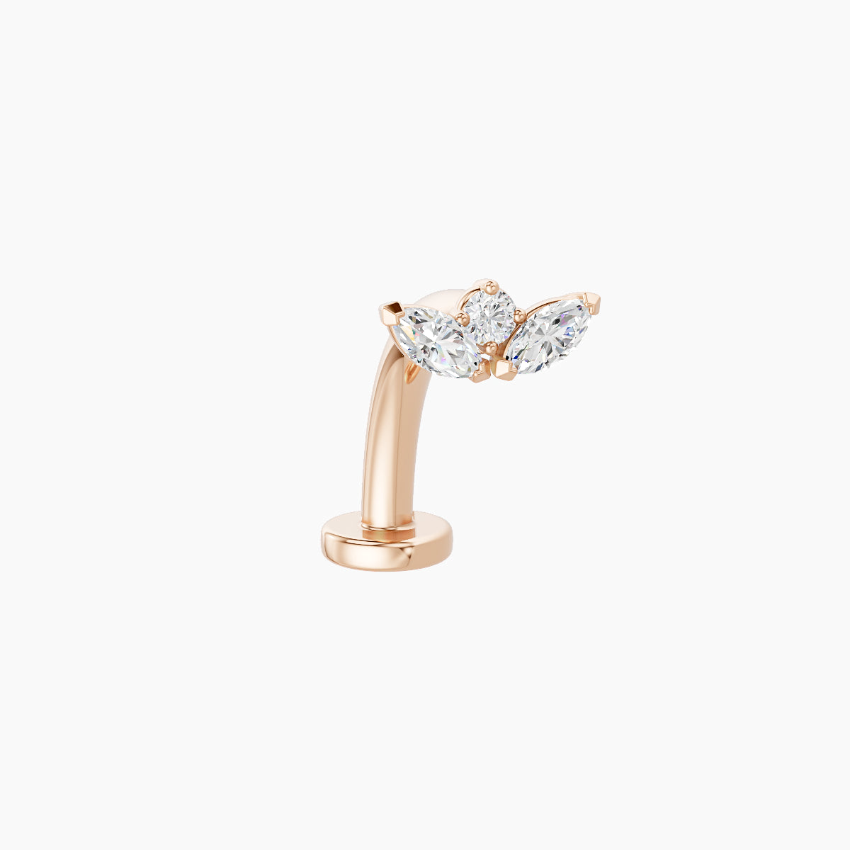 Dione | 18k Rose Gold 6.5 mm 10 mm Lotus Diamond Floating Navel Piercing