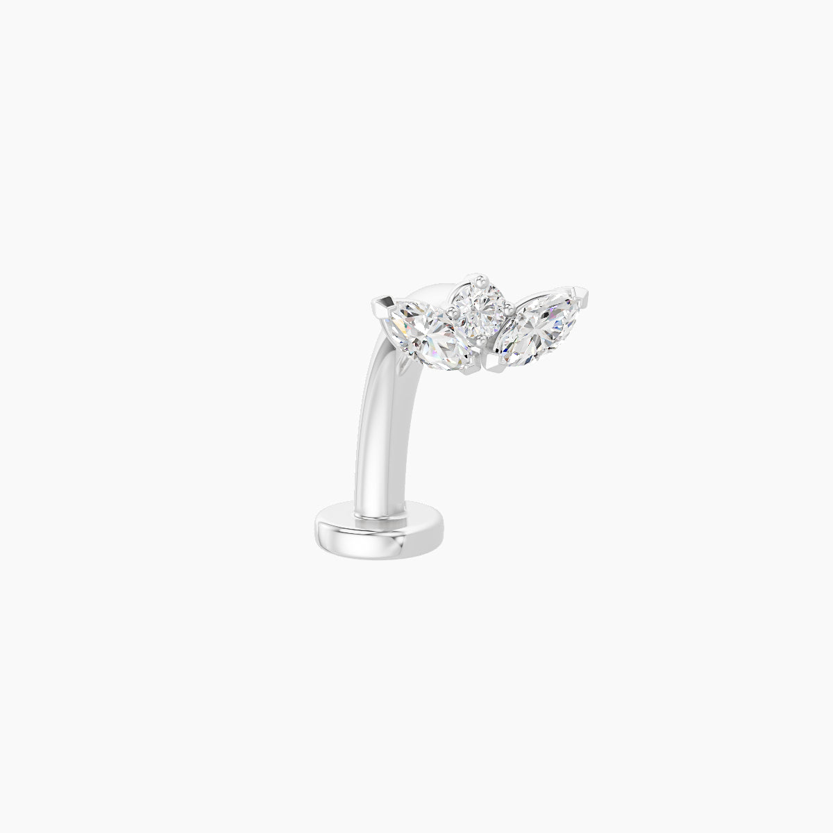 Dione | 18k White Gold 6.5 mm 10 mm Lotus Diamond Floating Navel Piercing