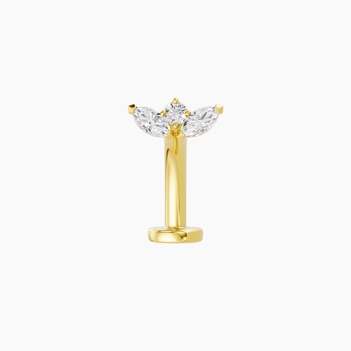Dione | 18k Yellow Gold 6.5 mm 10 mm Lotus Diamond Floating Navel Piercing