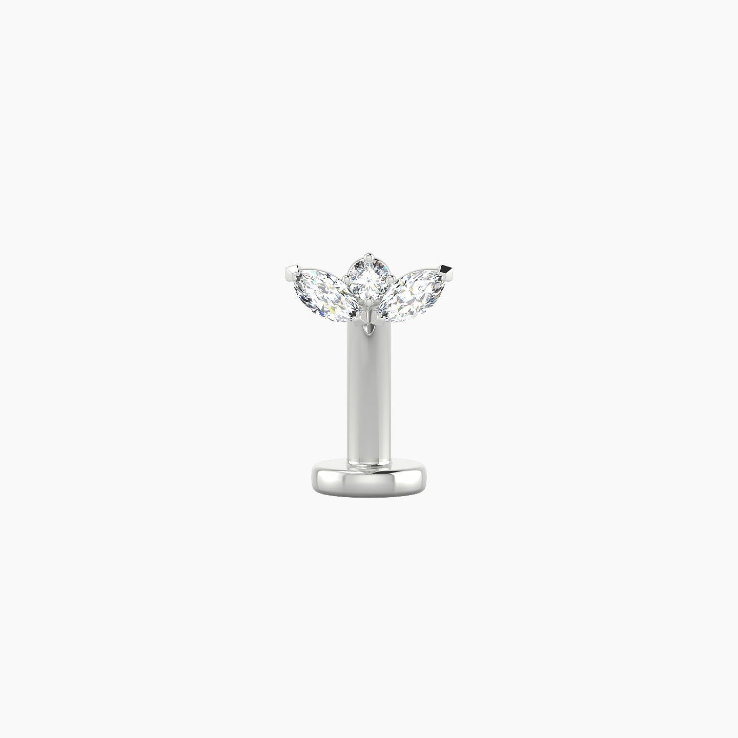 Dione | 18k White Gold 6.5 mm 10 mm Lotus Diamond Floating Navel Piercing