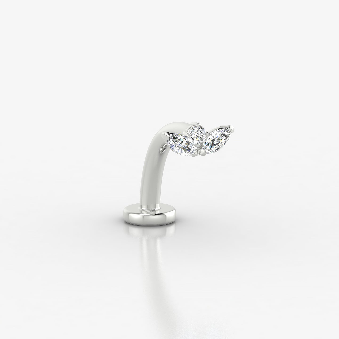 Dione | 18k White Gold 6.5 mm 10 mm Lotus Diamond Floating Navel Piercing