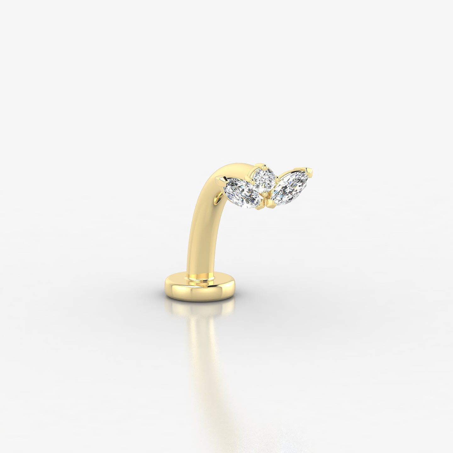 Dione | 18k Yellow Gold 6.5 mm 10 mm Lotus Diamond Floating Navel Piercing