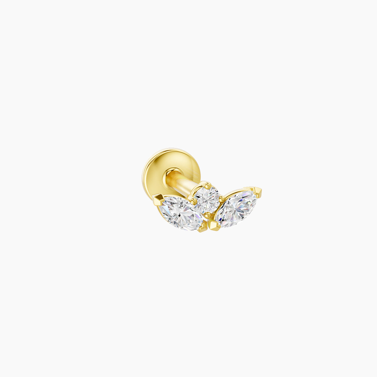 Dione | 18k Yellow Gold 6.5 mm 5 mm Lotus Diamond Nose Piercing