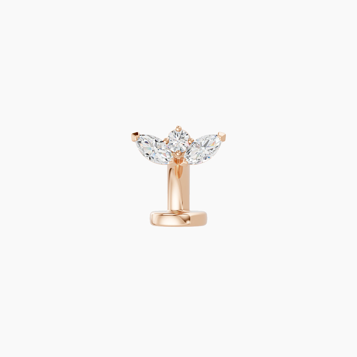 Dione | 18k Rose Gold 6.5 mm 6 mm Lotus Diamond Floating Navel Piercing