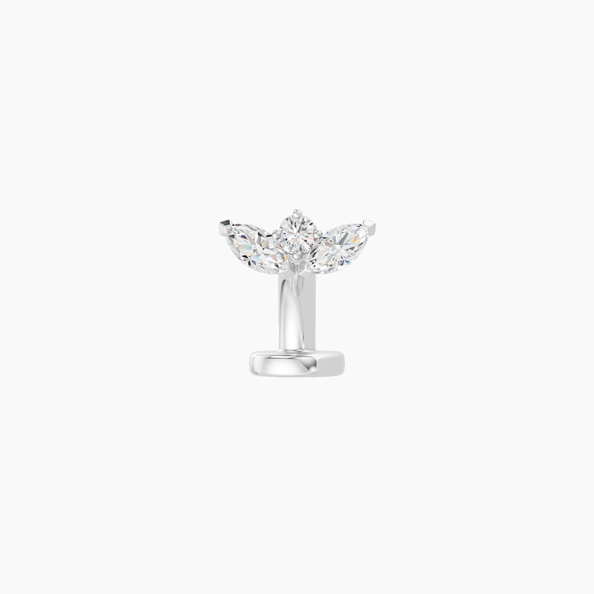 Dione | 18k White Gold 6.5 mm 6 mm Lotus Diamond Floating Navel Piercing