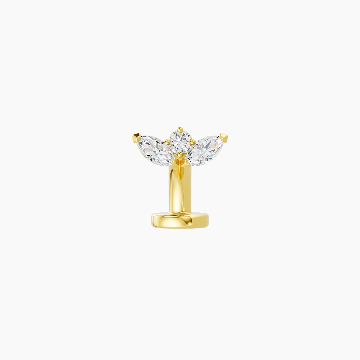 Dione | 18k Yellow Gold 6.5 mm 6 mm Lotus Diamond Floating Navel Piercing