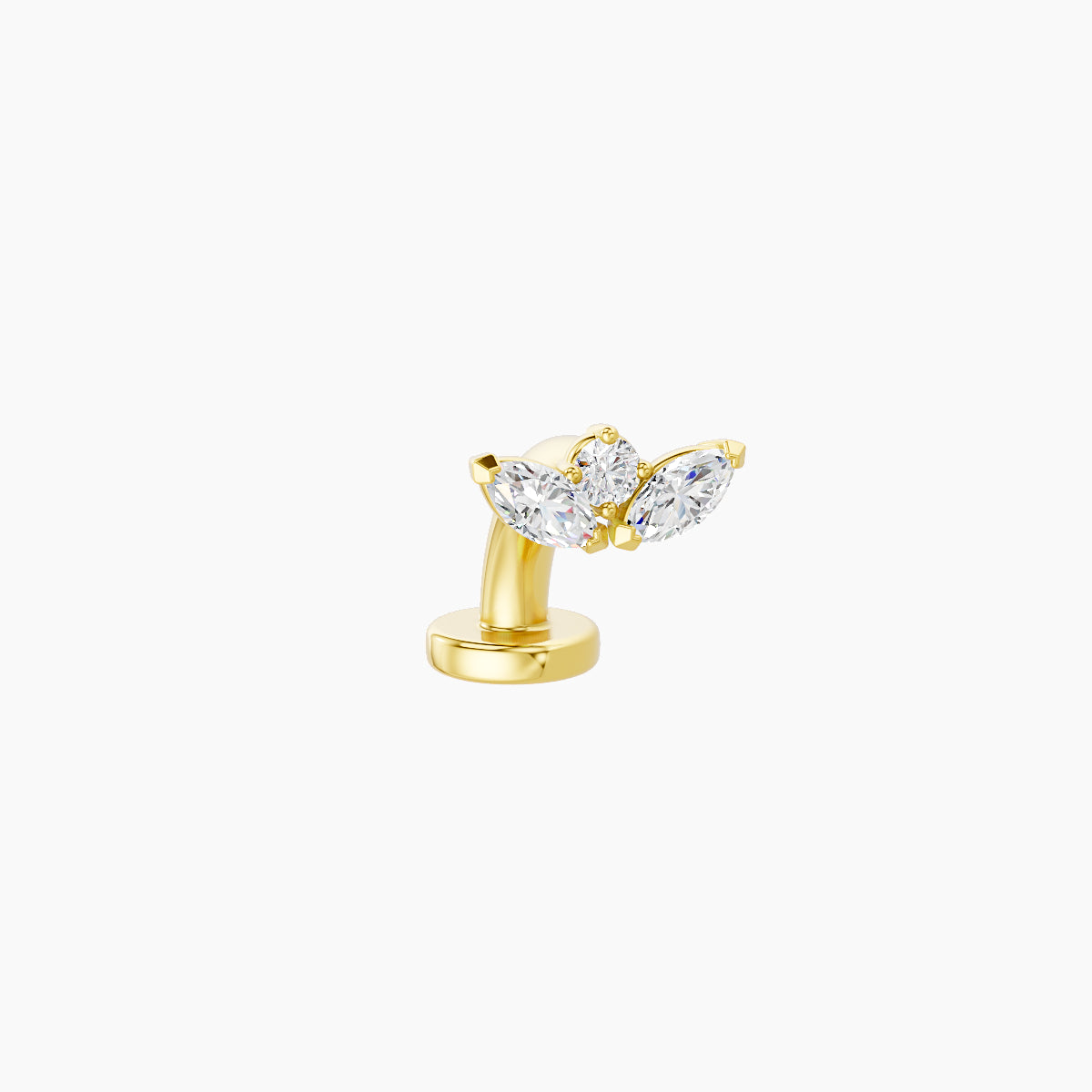 Dione | 18k Yellow Gold 6.5 mm 6 mm Lotus Diamond Floating Navel Piercing