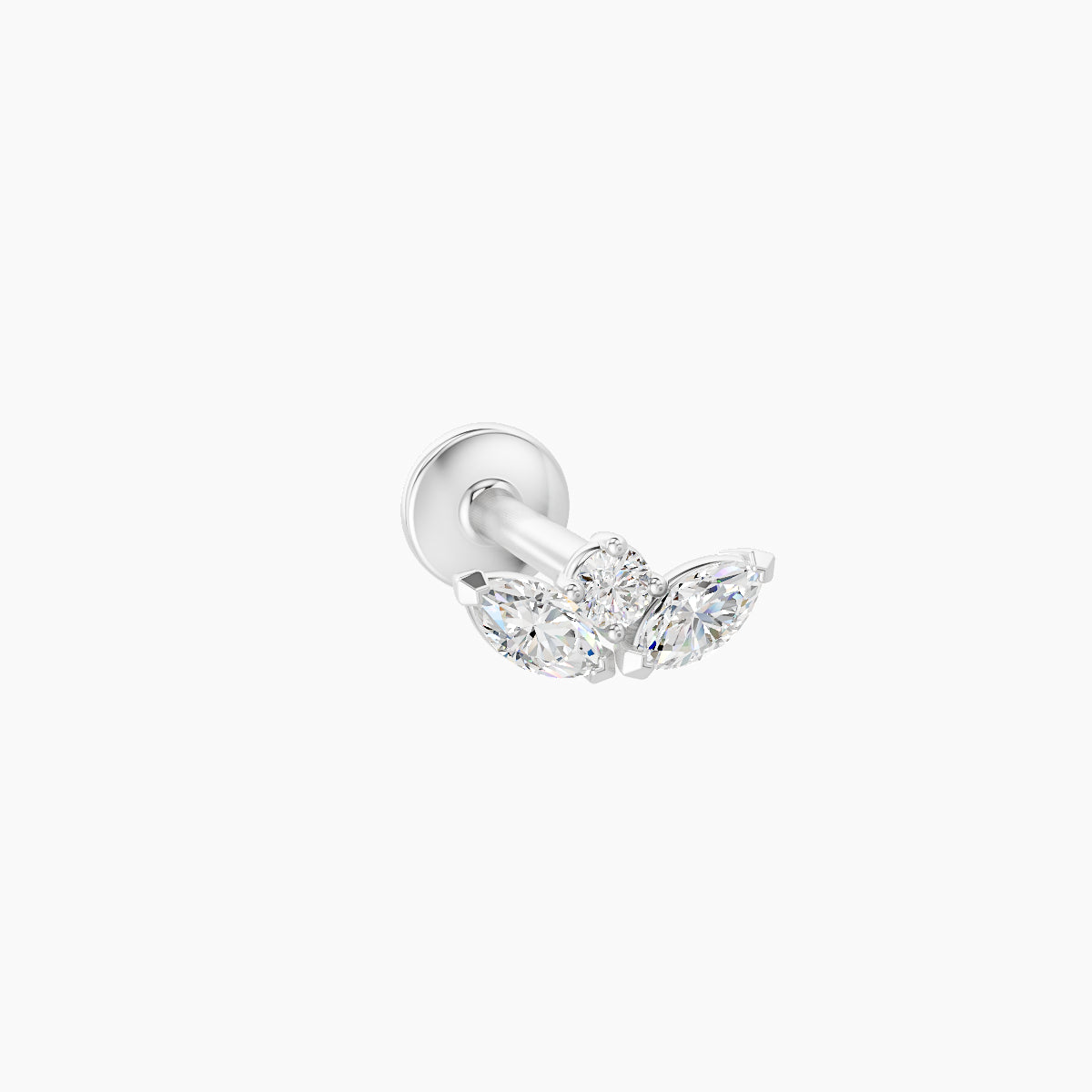 Dione | 18k White Gold 6.5 mm 6.5 mm Lotus Diamond Nose Piercing