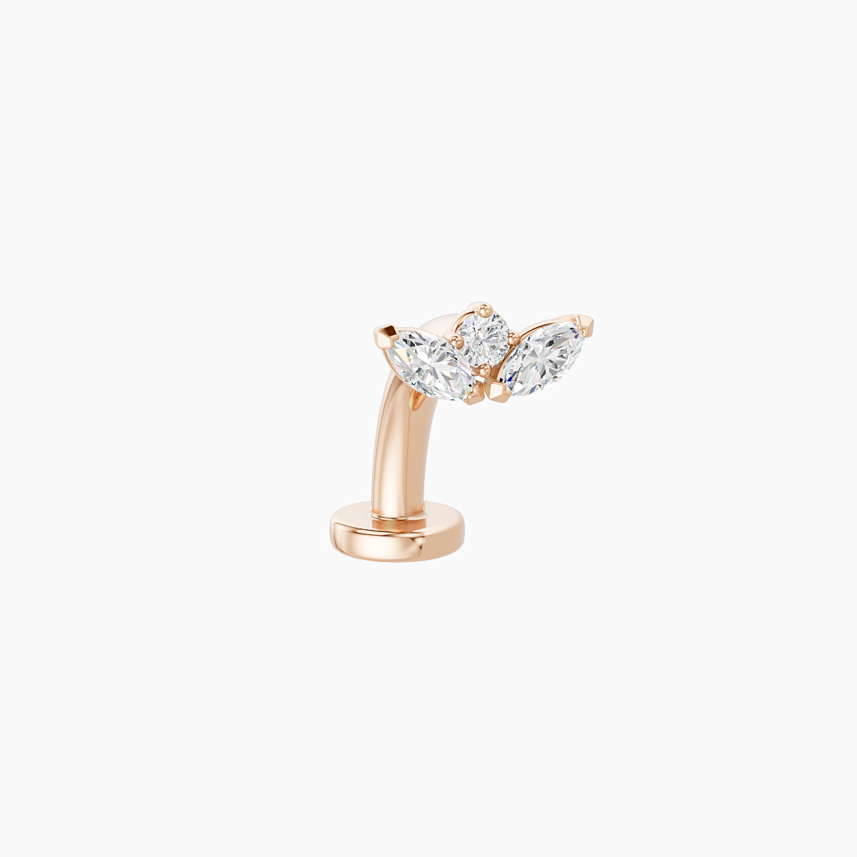 Dione | 18k Rose Gold 6.5 mm 8 mm Lotus Diamond Floating Navel Piercing