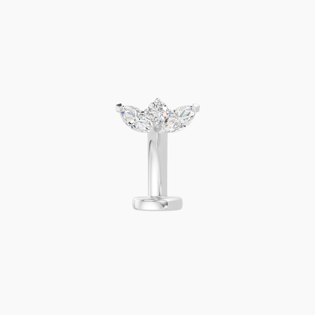 Dione | 18k White Gold 6.5 mm 8 mm Lotus Diamond Floating Navel Piercing