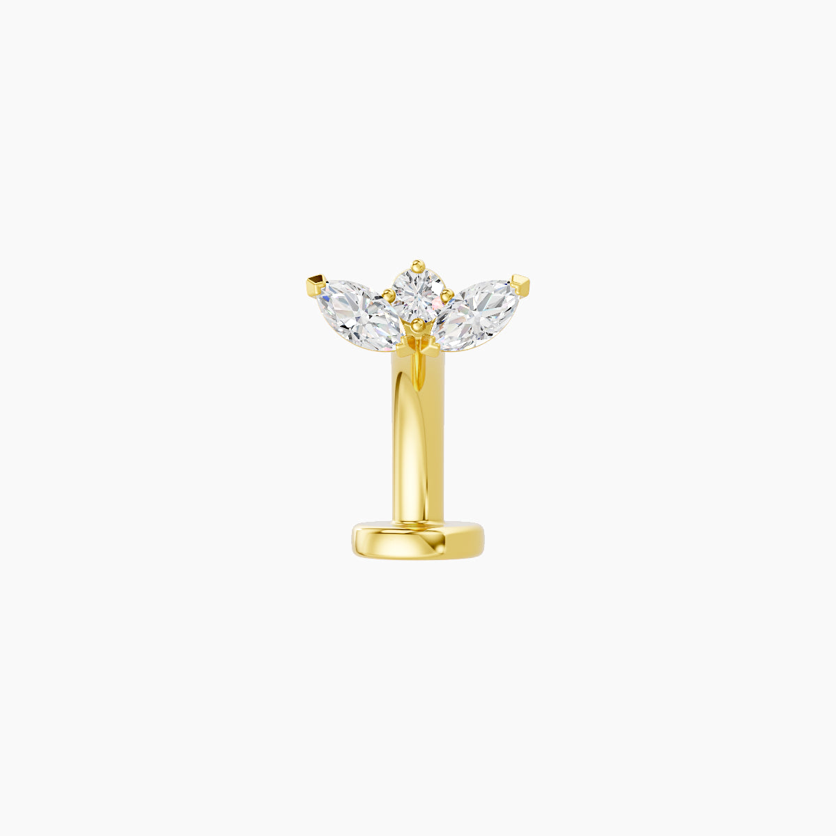 Dione | 18k Yellow Gold 6.5 mm 8 mm Lotus Diamond Floating Navel Piercing