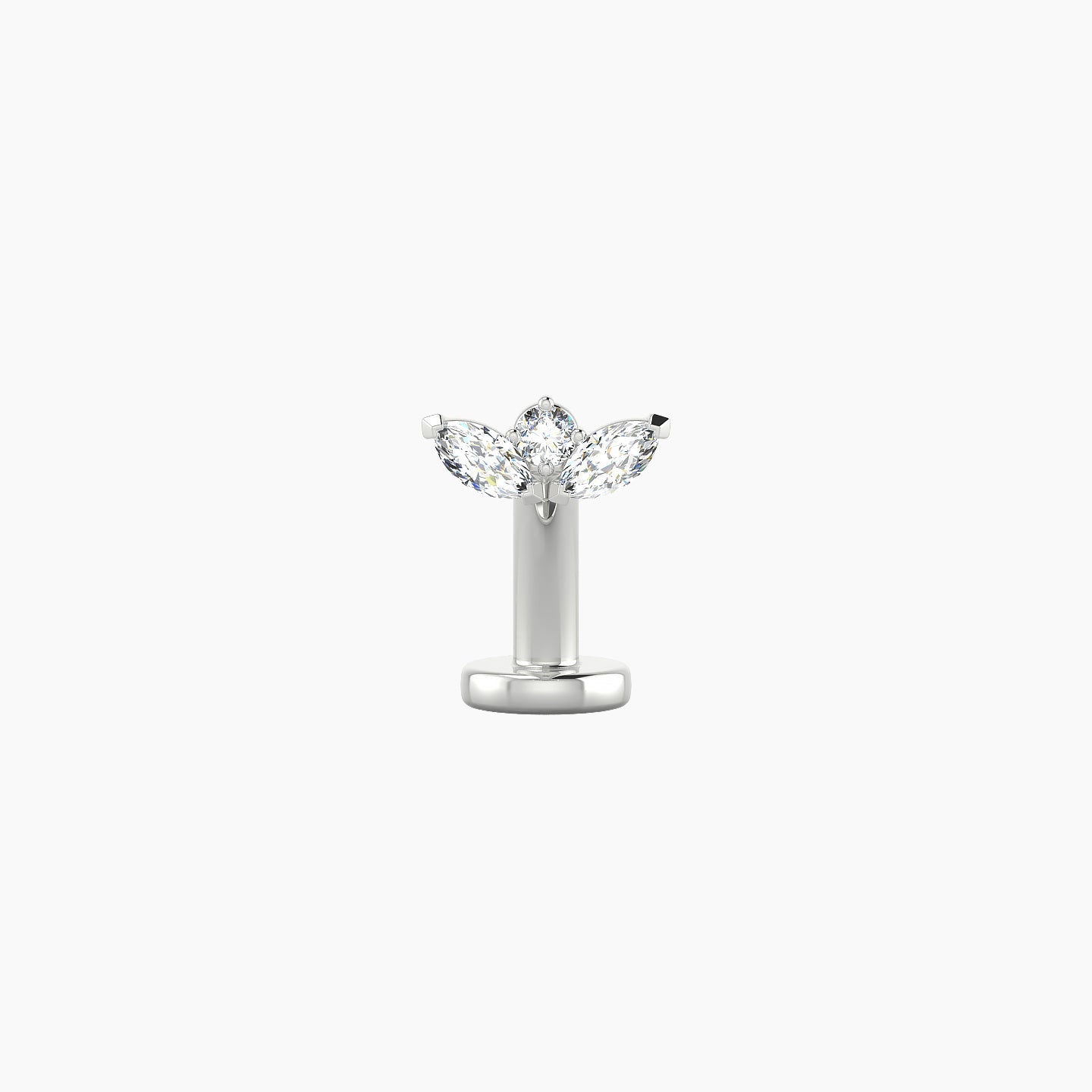 Dione | 18k White Gold 6.5 mm 8 mm Lotus Diamond Floating Navel Piercing