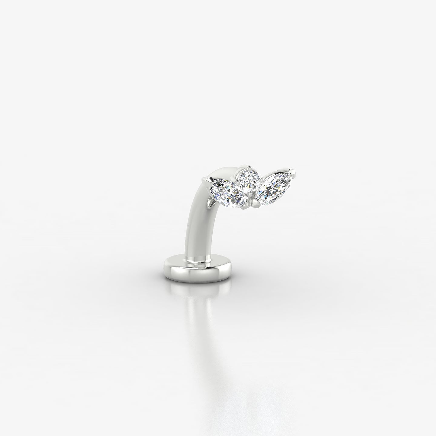 Dione | 18k White Gold 6.5 mm 8 mm Lotus Diamond Floating Navel Piercing