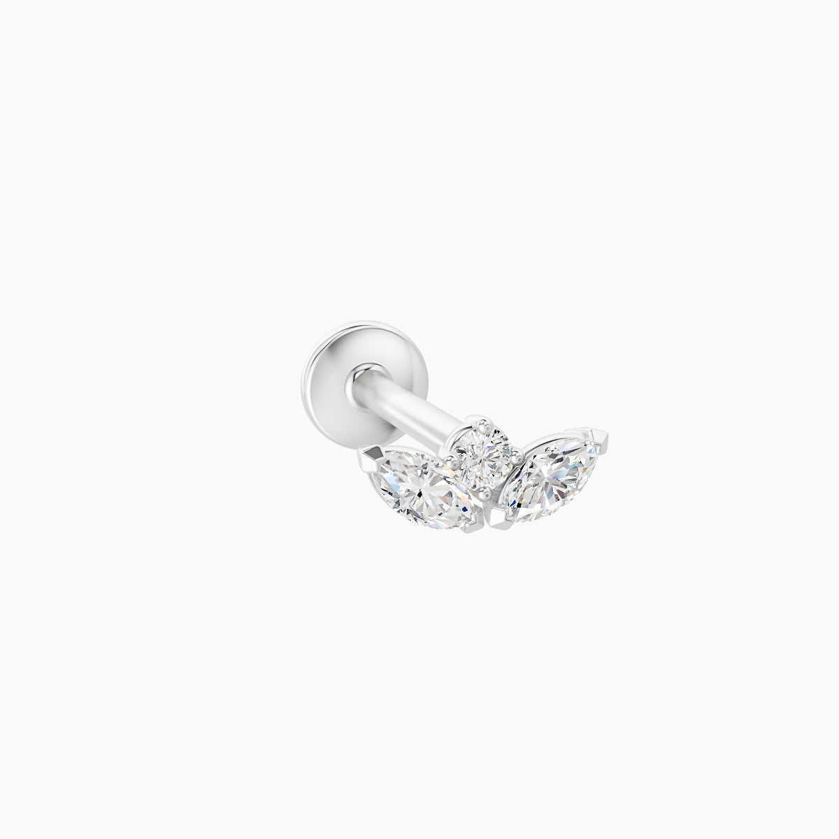 Dione | 18k White Gold 6.5 mm 8 mm Lotus Diamond Nose Piercing